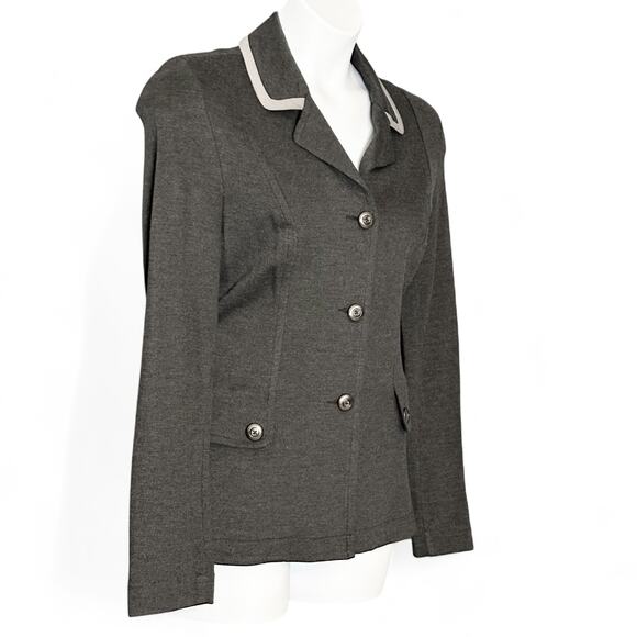 CAbi 3030 Tipped Crew Blazer Size M Heather Gray Riding Jacket Trendy Workwear - Picture 2 of 11